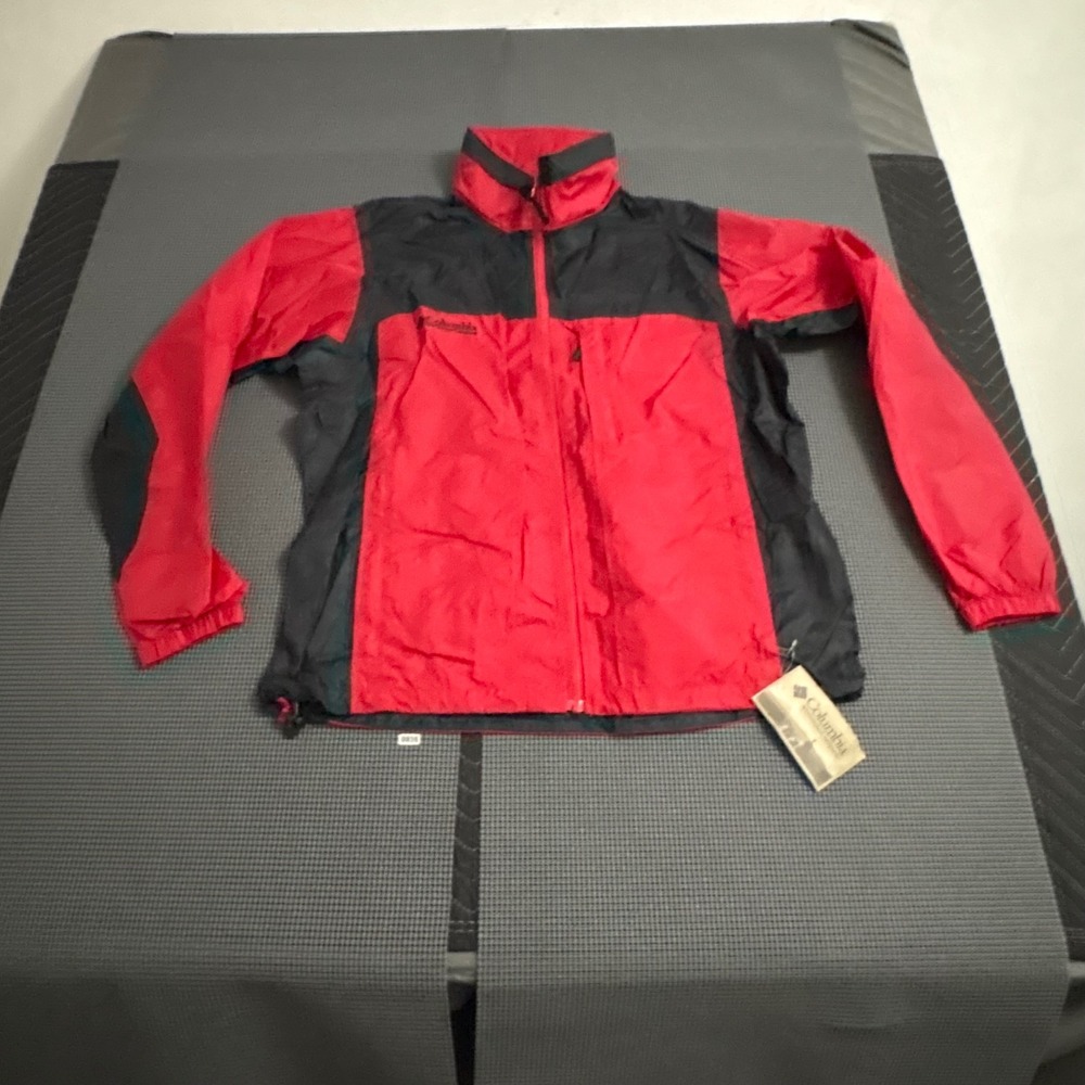 Columbia Sportswear Mens Red Black Colorblock Packable‎ Rain Jacket Size Medium